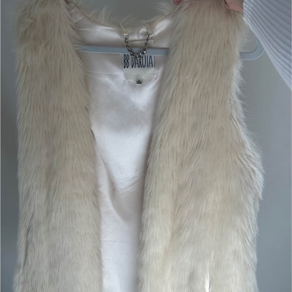BB Dakota Ivory Faux Fur Vest